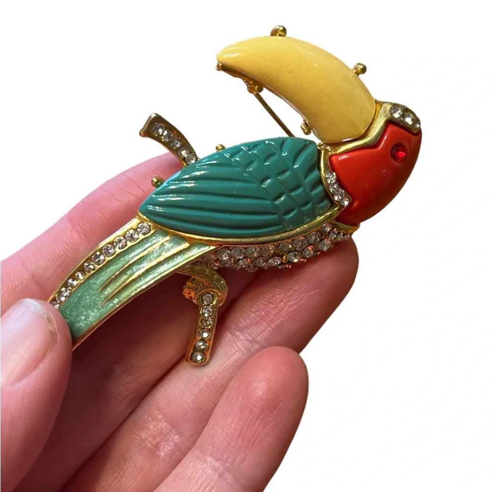 Hattie Carnegie Unsigned Colorful Toucan Brooch